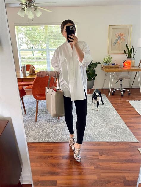 oversized button-down shirt with leggings